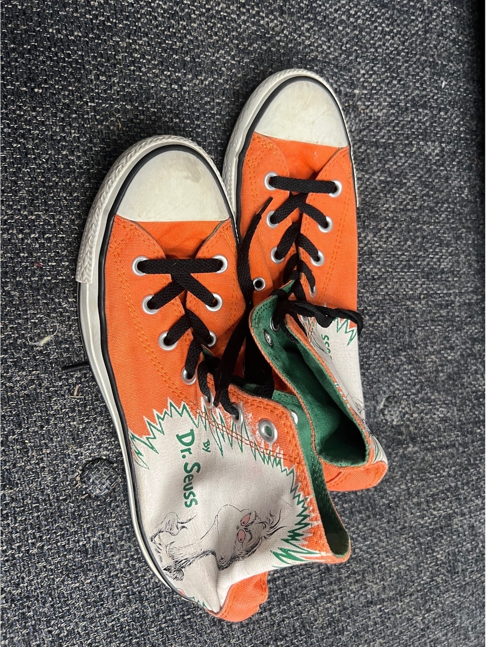 Converse Dr. Seuss orange high top sneakers